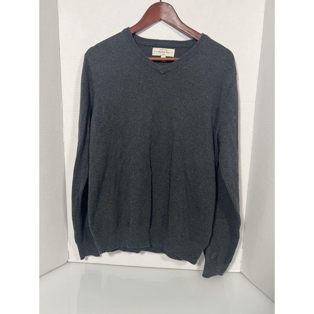 Hawker Rye Mens Cotton Cashmere V-Neck Sweater‎ Grey medium 066